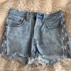 Levi's Light Blue Jean Shorts with Logo Trim